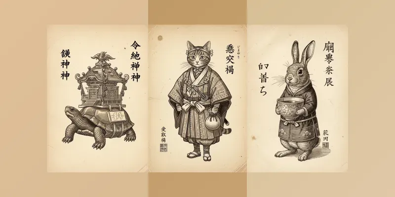 Vintage Edo Sepia Illustrations generated by undefined