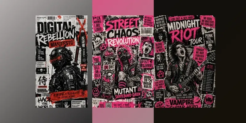 Brutalist Punk Poster Collection Sets generated by undefined