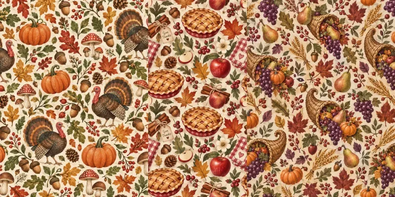 Cozy Thanksgiving Seamless Patterns