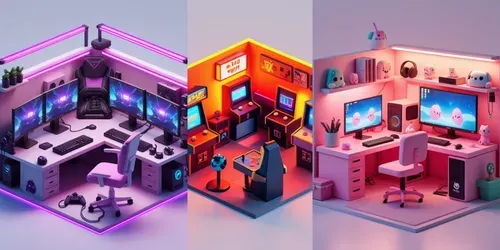 3D Cyberpunk Gaming Setup Dioramas generated by leonardo