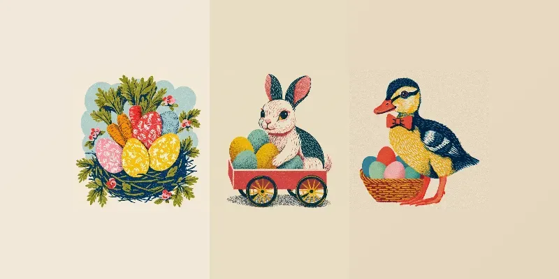 Vintage Easter Folk Illustration Style generated by undefined