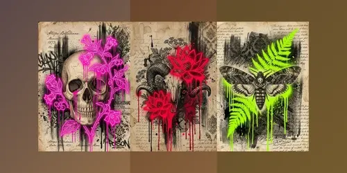 Dark Botanical Gothic Neon Junk Journals generated by gemini-image
