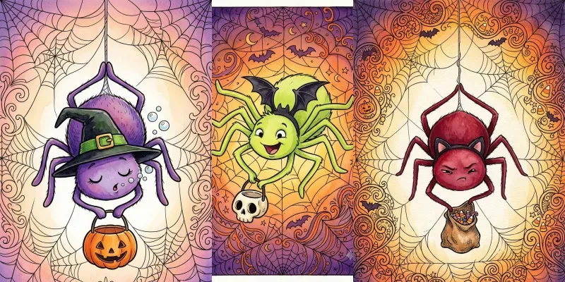 Cute Halloween Spider Watercolors generated by undefined