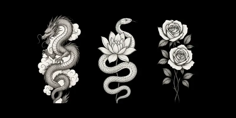 Black White Tattoo Style Illustrations generated by undefined