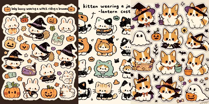 Kawaii Halloween Doodle Stickers generated by undefined