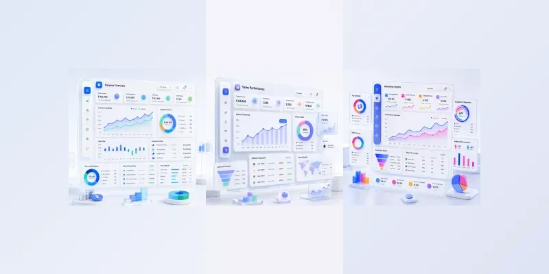 Colorful 3D Business Dashboard UIs generated by undefined