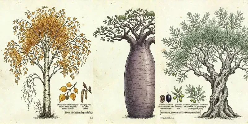 Botanical Watercolor Tree Art generated by undefined