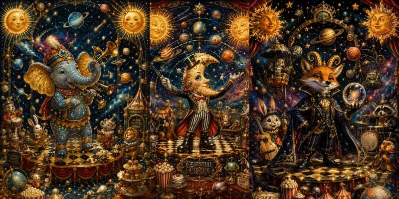 Whimsical Cosmic Circuses generated by undefined