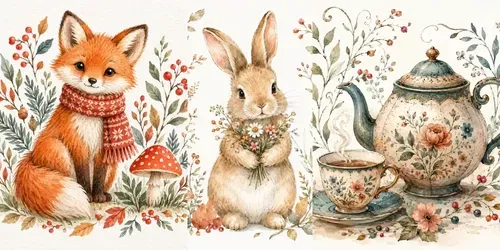 Cozy Folk Watercolor Illustrations generated by chatgpt-image