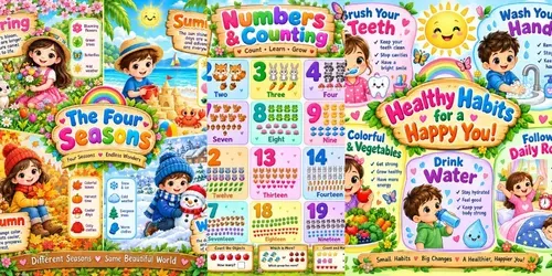 Cute Classroom Learning Posters generated by chatgpt-image