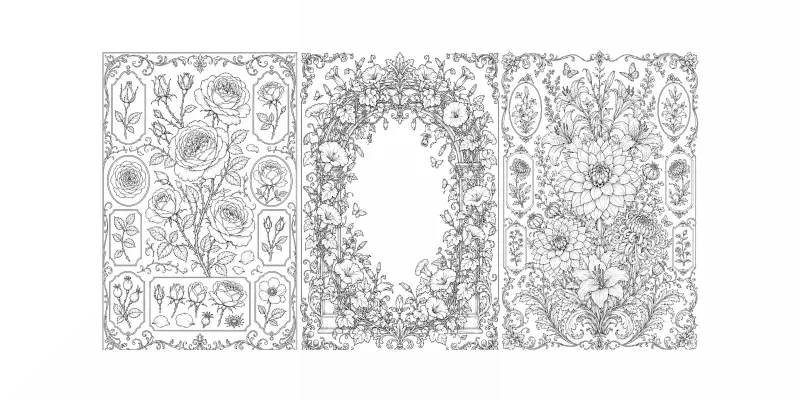 Vintage Botanical Illustrations Line Art generated by undefined