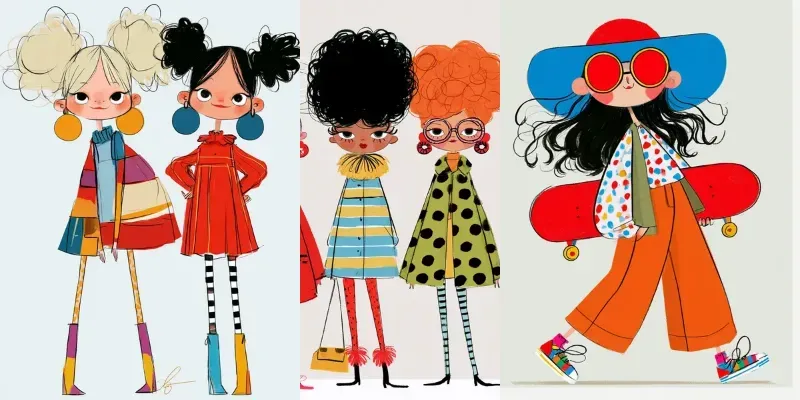 Colorful Fashion Girls Etsy Cliparts generated by undefined