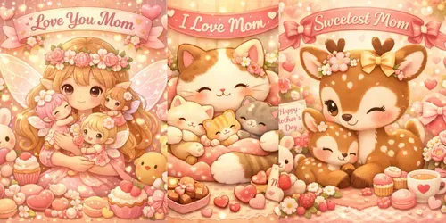 Kawaii Mothers Day Illustrations generated by chatgpt-image
