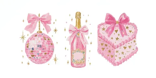 Watercolor Y2k Party Bows Sparkles generated by midjourney