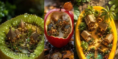 Miniature Fruit Villages generated by chatgpt-image