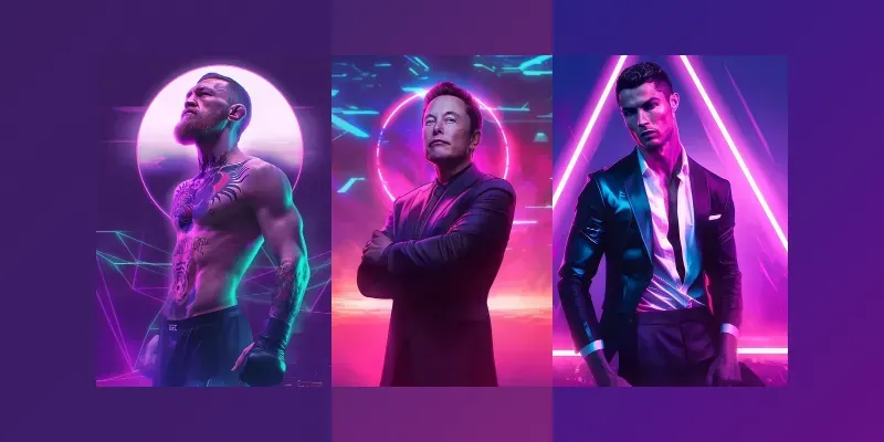 Stunning Synthwave Portraits generated by undefined