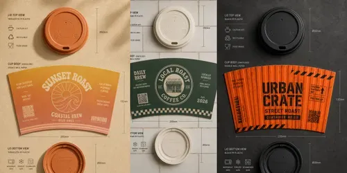 Technical Flatlay Coffee Cup Lid Designs generated by chatgpt-image