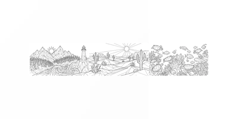 Origami Landscapes Adult Coloring Pages generated by undefined