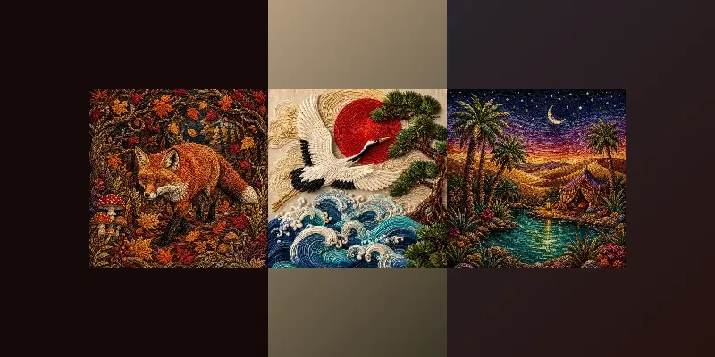 Premium Thread Art Scenes generated by undefined