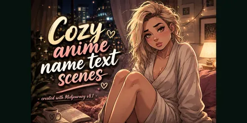 Cozy Anime Name Text Scenes generated by midjourney