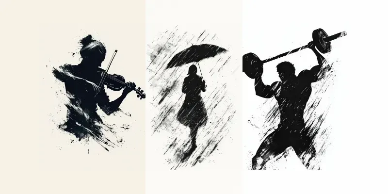 Dynamic Silhouettes Ink Illustrations generated by undefined