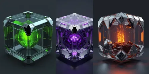 3D Cyber Crystal Data Blocks generated by leonardo