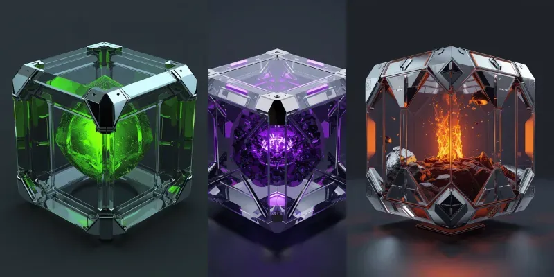 3D Cyber Crystal Data Blocks generated by undefined