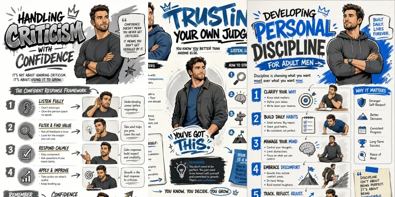 Mens Confidence Infographic Sketchnotes generated by undefined