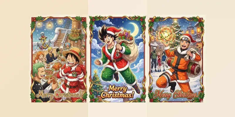 Anime Christmas Postcards generated by undefined