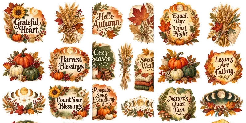 Autumn Equinox Quote Stickers Png generated by undefined