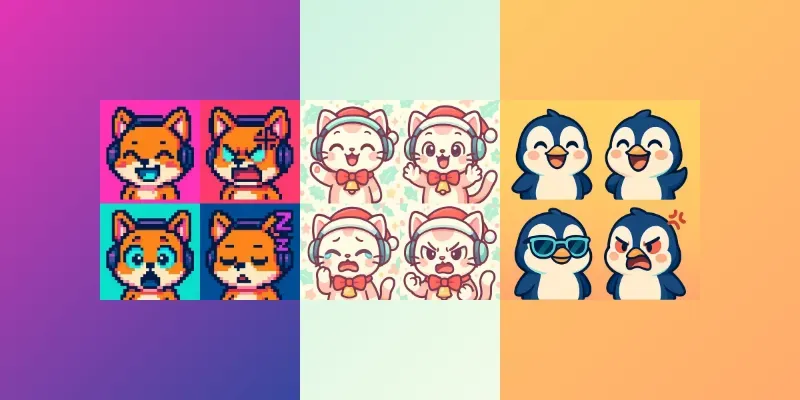 Chibi Animal Streamer Emojis Icons generated by undefined