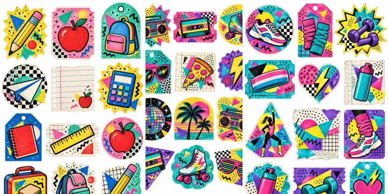 Retro 80s Memphis Ephemera Sheets