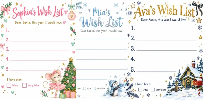 Kids Christmas Wish List Printables