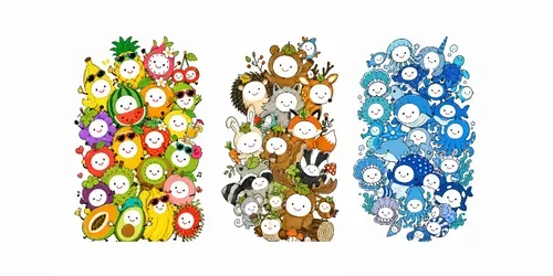 Whimsical Naive Doodle Character Clusters generated by chatgpt-image
