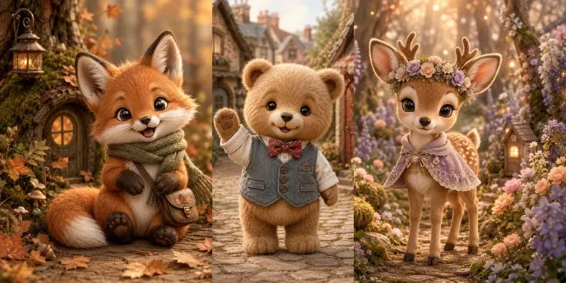 Cute Pocketsized Animal Characters generated by undefined