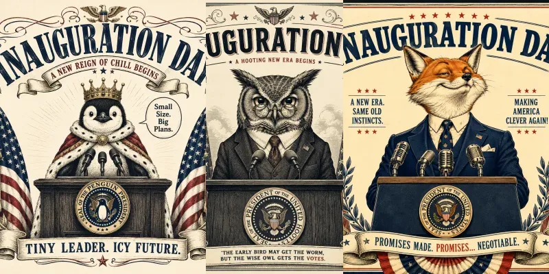 Funny Animal Inauguration Posters generated by undefined