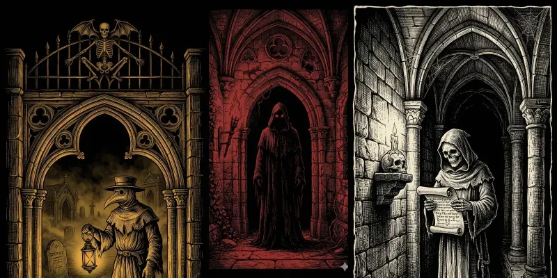 Dark Gothic Duotone Engravings generated by undefined