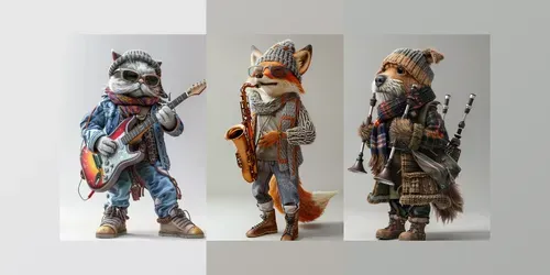 Creative Animals Playing Music generated by midjourney