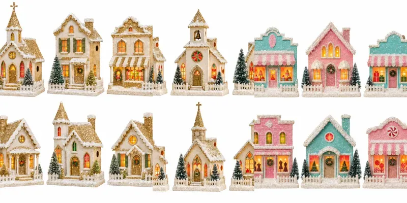 Christmas Putz Village Clipart Art