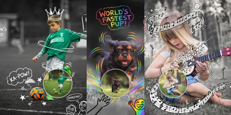 Color Pop Doodle Interaction Photos generated by undefined