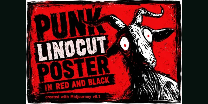 Punk Linocut Posters In Red And Black generated by undefined