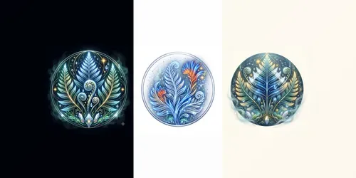 Modern Glowing Fern Emblems generated by gemini-image