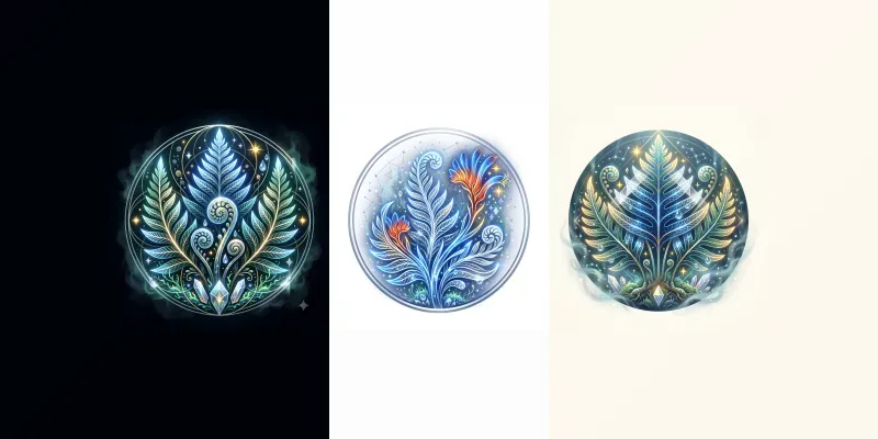 Modern Glowing Fern Emblems generated by undefined