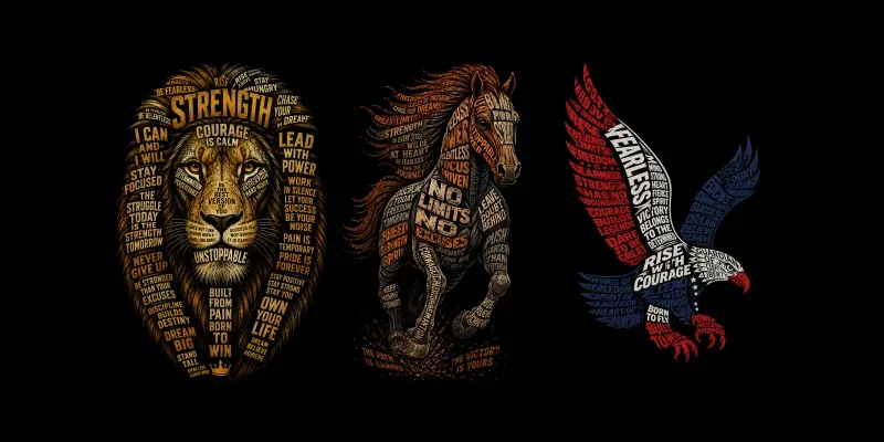 Typography Animal Silhouette Art generated by undefined