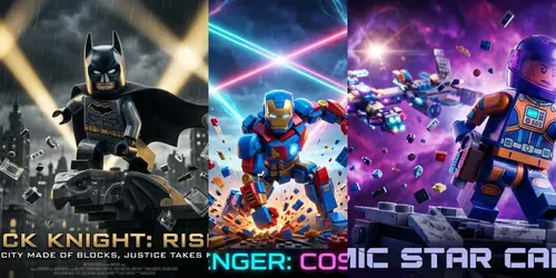 Cinematic Brick Hero Poster Makers generated by gemini-image