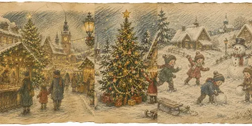 Hand Drawn Christmas Postcard Ephemera generated by chatgpt-image