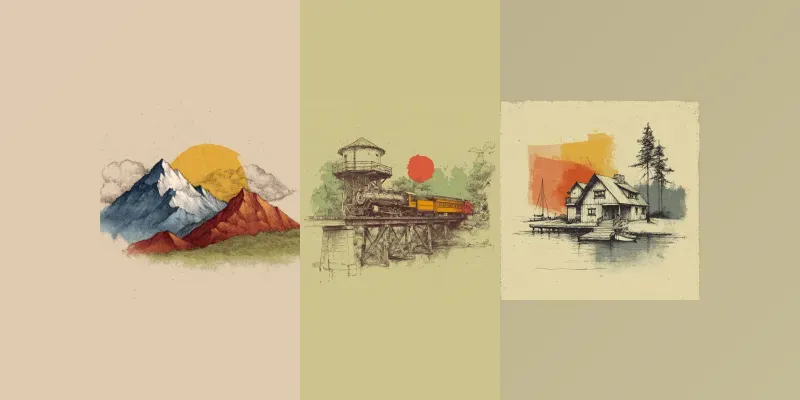 Pencil Ink Storybook Retro Prints generated by undefined