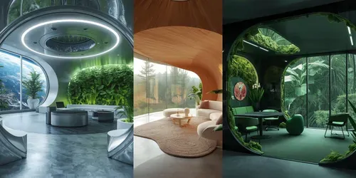 Futuristic Biophilic Interior Pods generated by leonardo