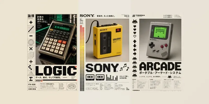 Retro Japanese Tech Ad Posters