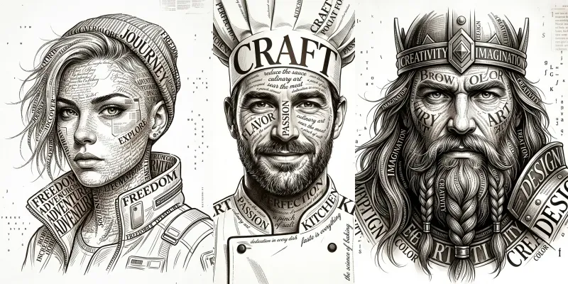 Editorial Typography Character Portraits generated by undefined